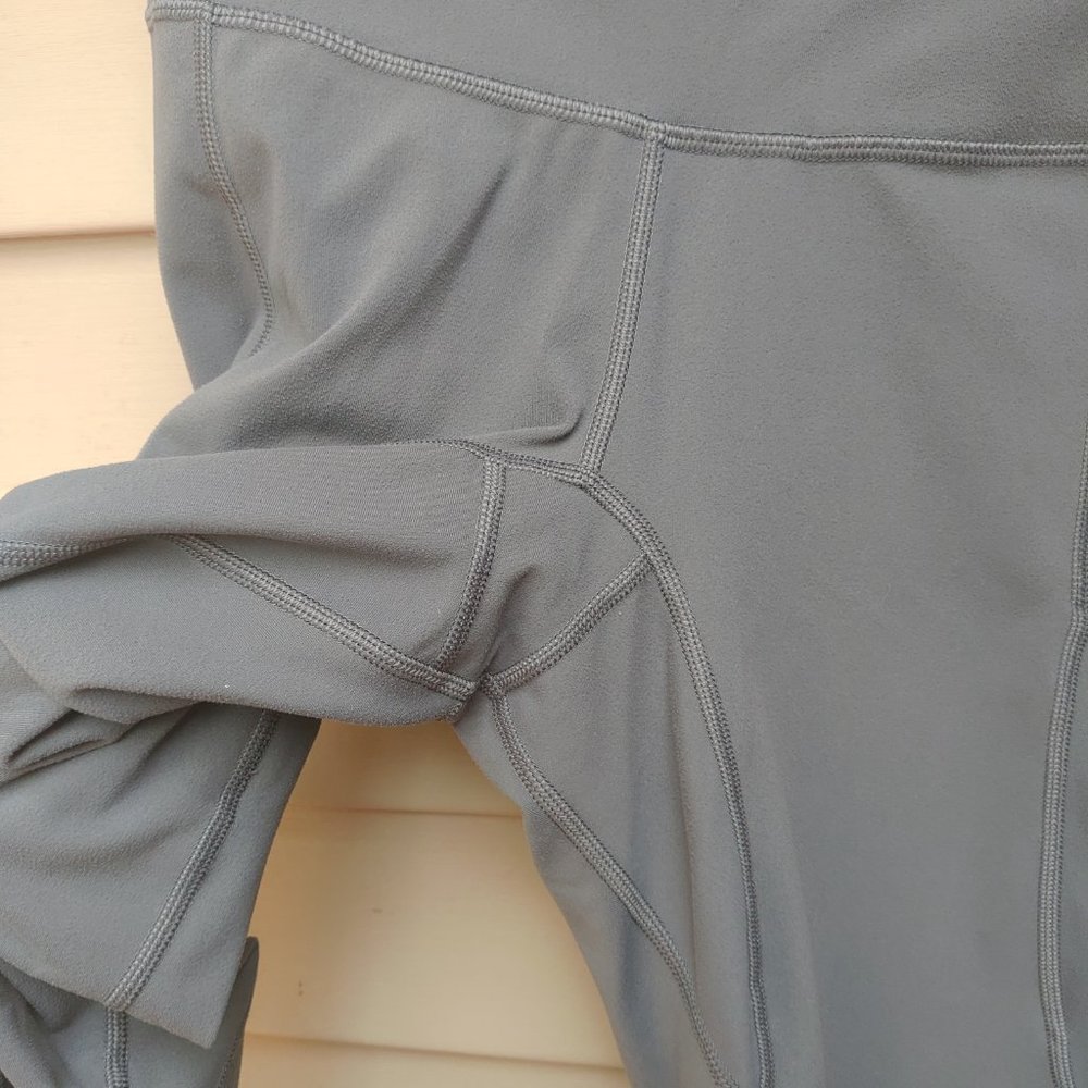 Gray Performance Leggings Side Pockets Solid Gym Fitness Yoga - Picture 3 of 8